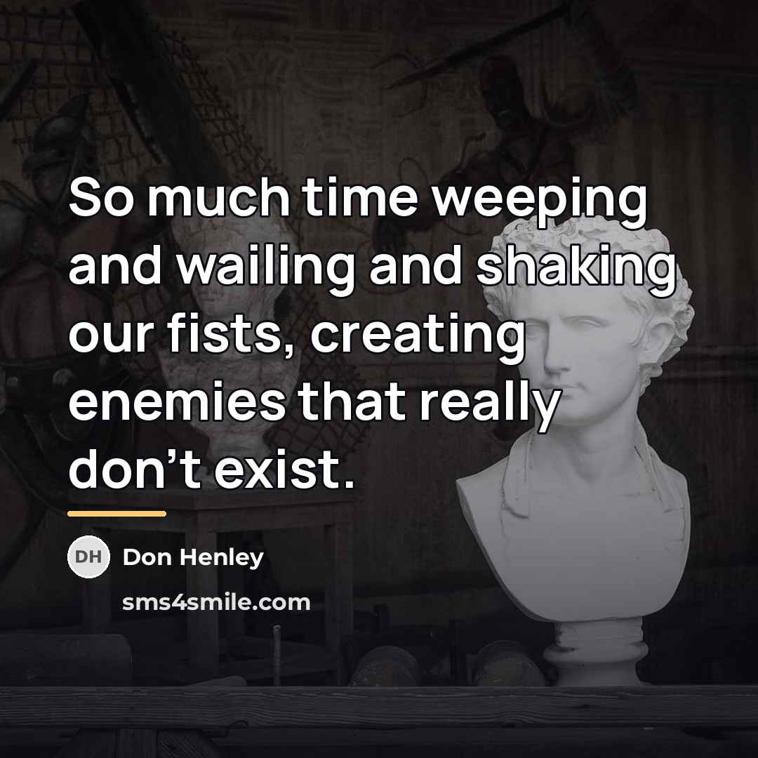 “So much time weeping and wailing and shaking our fists,…” quote by Don Henley