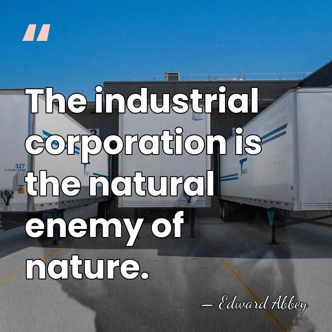 The industrial corporation is the natural enemy of nature. - Edward Abbey