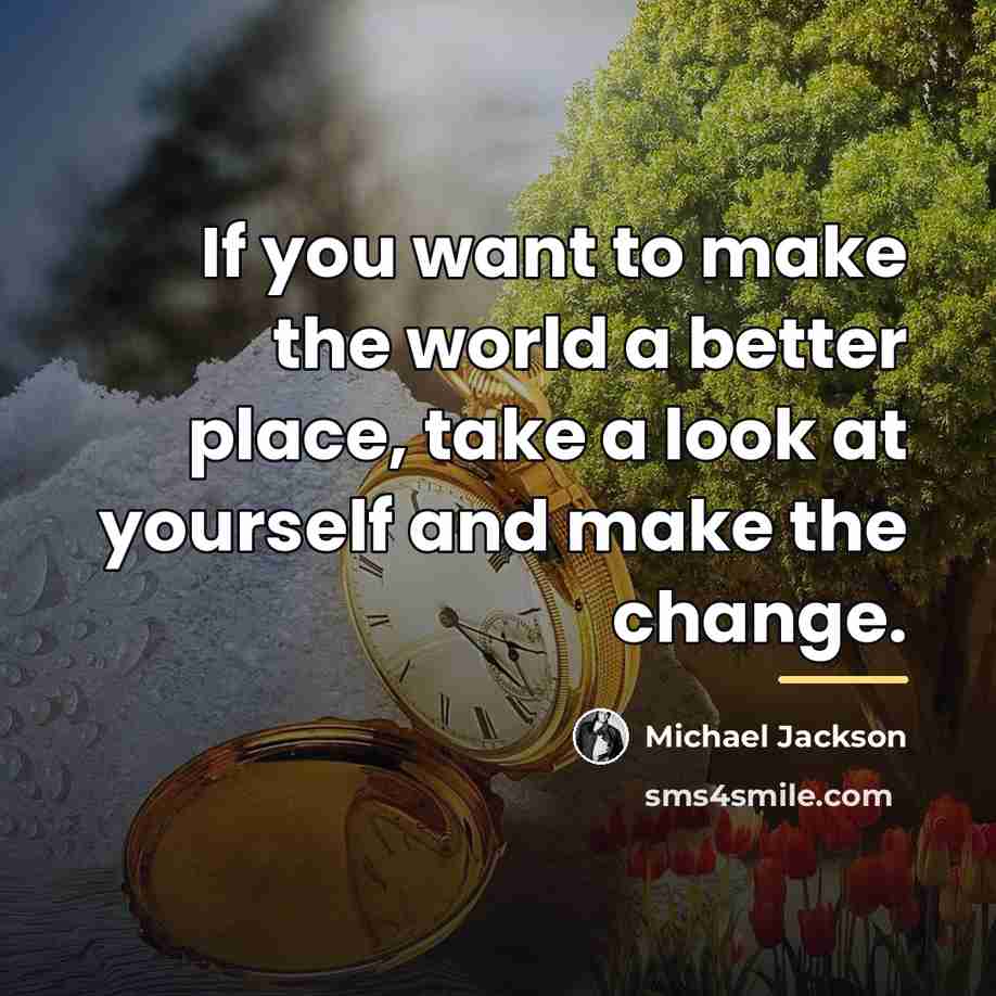 “If you want to make the world a better place,…” quote by Michael Jackson