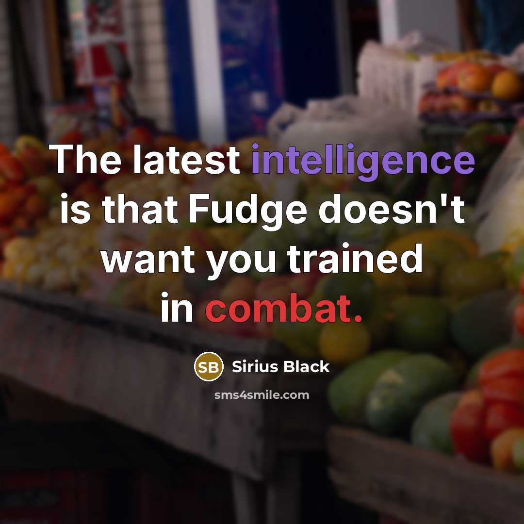 “The latest intelligence is that Fudge doesn't want you trained in combat.” quote by Sirius Black