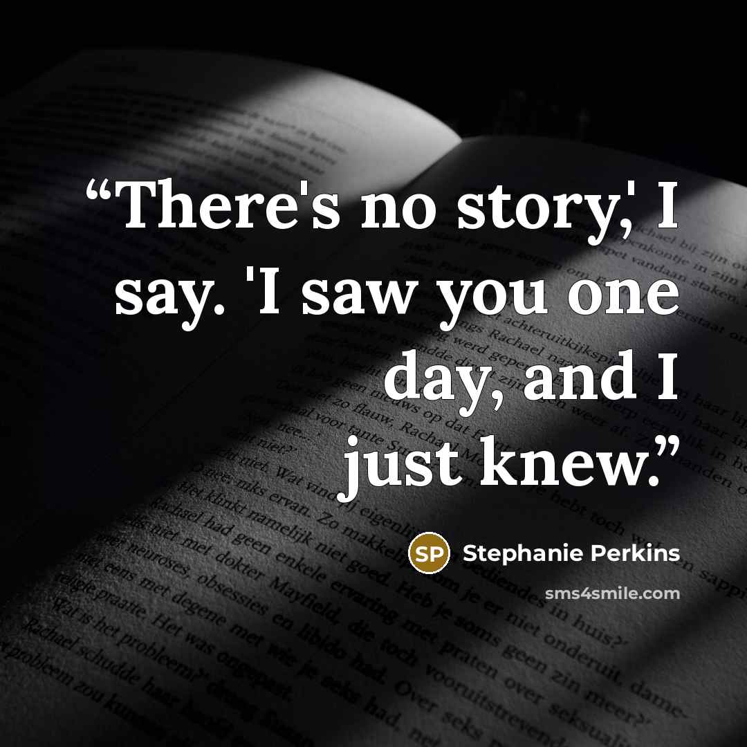 “There's no story,' I say. 'I saw you one day, and I just knew.” quote by Stephanie Perkins