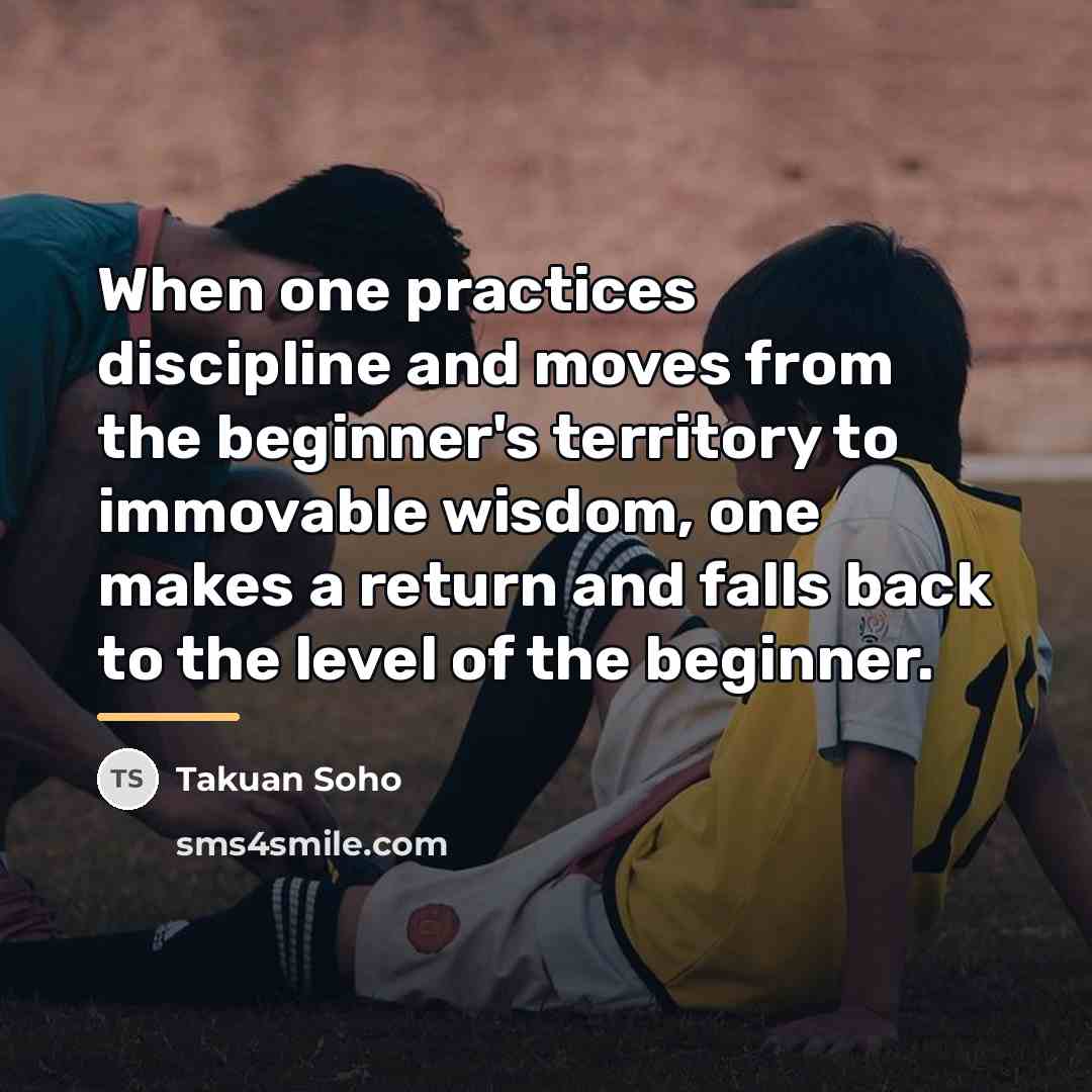 “When one practices discipline and moves from the beginner's territory…” quote by Takuan Soho