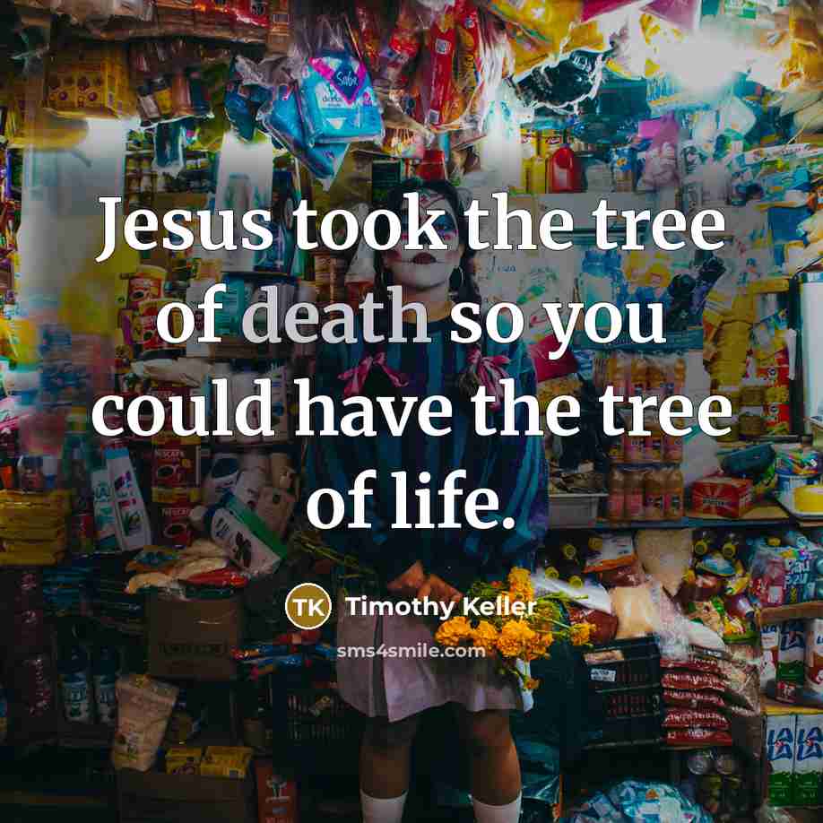“Jesus took the tree of death so you could have…” quote by Timothy Keller
