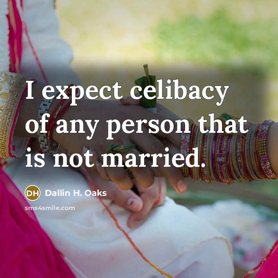“I expect celibacy of any person that is not married.…” quote by Dallin H. Oaks