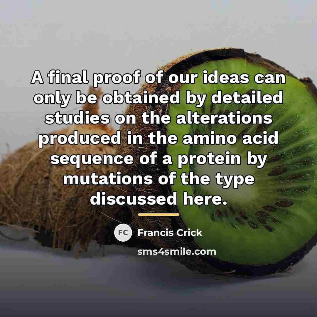 “A final proof of our ideas can only be obtained…” quote by Francis Crick
