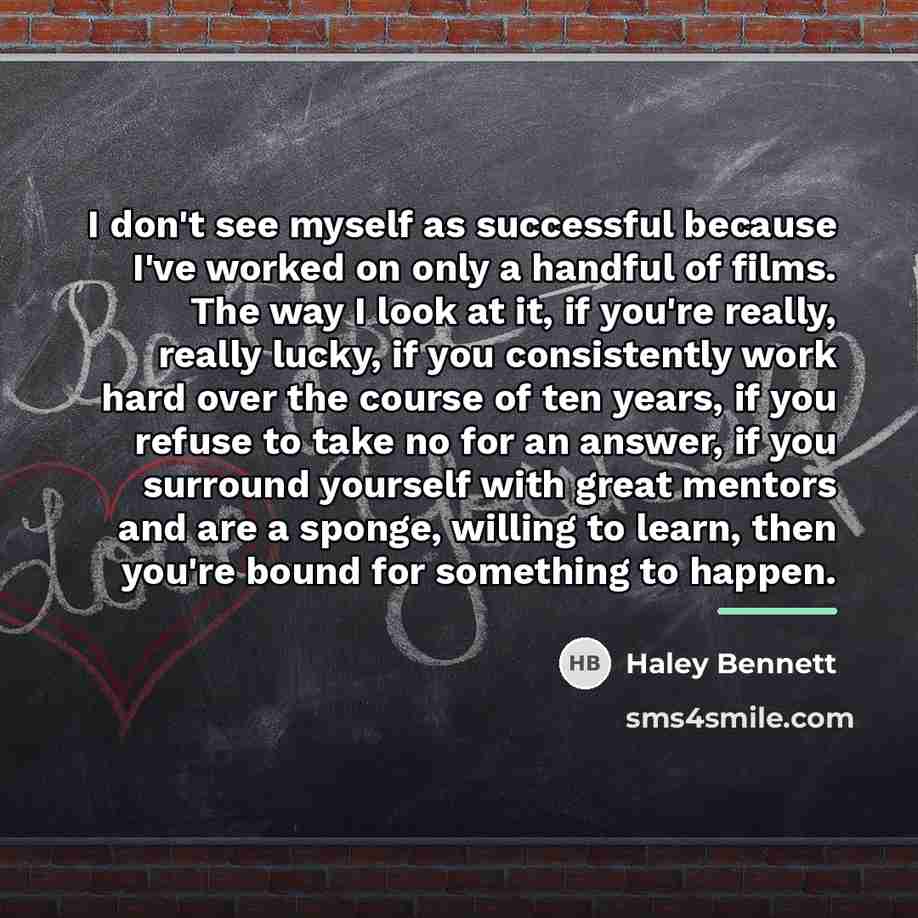 “I don't see myself as successful because I've worked on…” quote by Haley Bennett