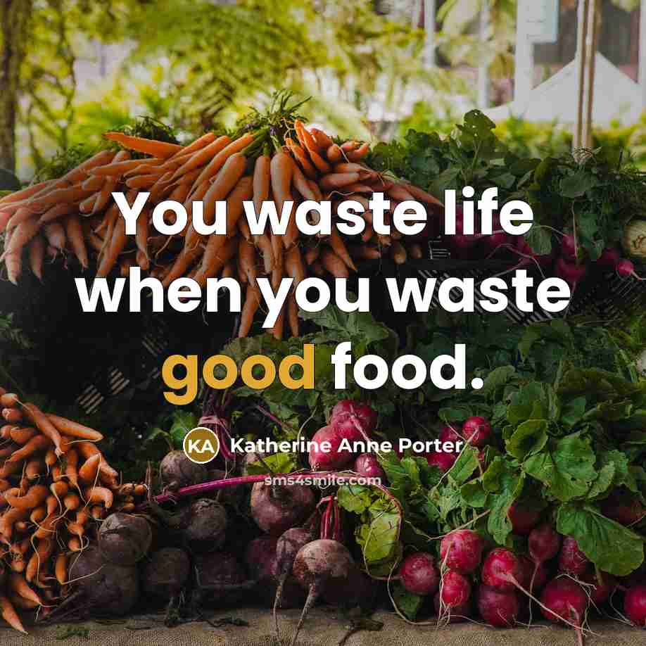 “You waste life when you waste good food.…” quote by Katherine Anne Porter