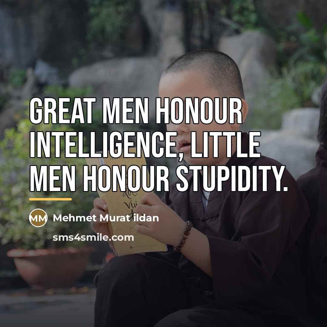 “Great men honour intelligence, little men honour stupidity.…” quote by Mehmet Murat Ildan