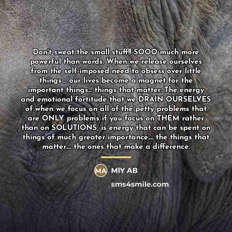 “Don't sweat the small stuff!! SOOO much more powerful than…” quote by MlY AB