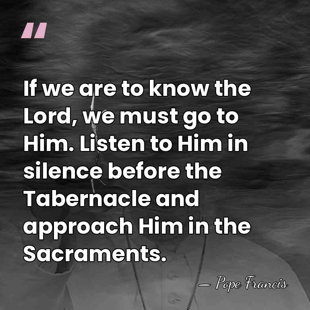 If we are to know the Lord, we must go to Him.&hellip; - Pope Francis