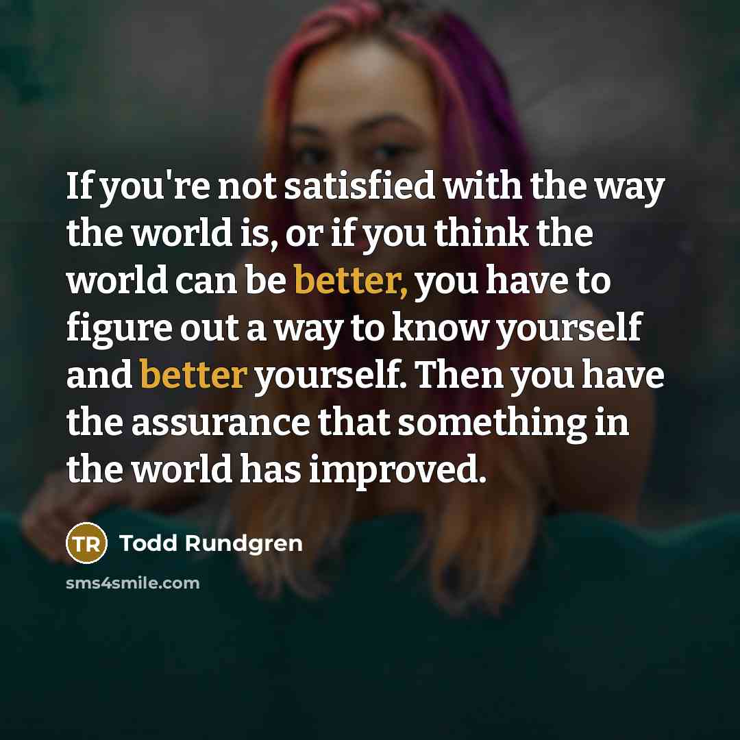 “If you're not satisfied with the way the world is,…” quote by Todd Rundgren