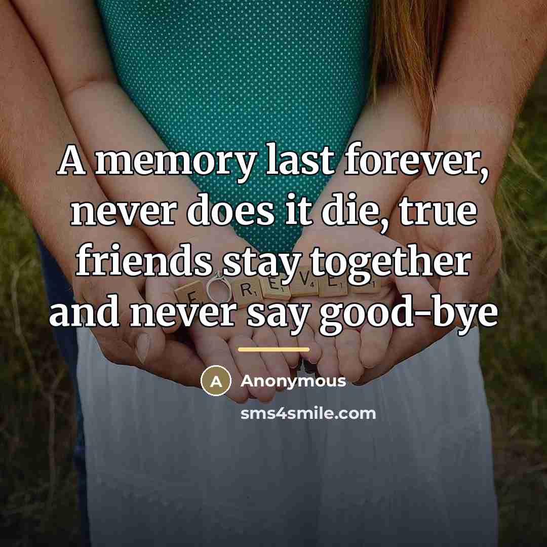 “A memory last forever, never does it die, true friends…” quote by Anonymous