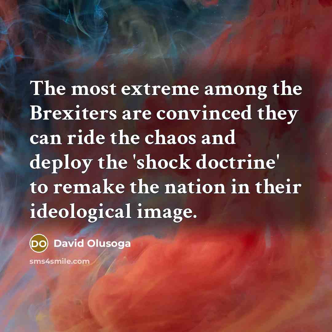 “The most extreme among the Brexiters are convinced they can…” quote by David Olusoga