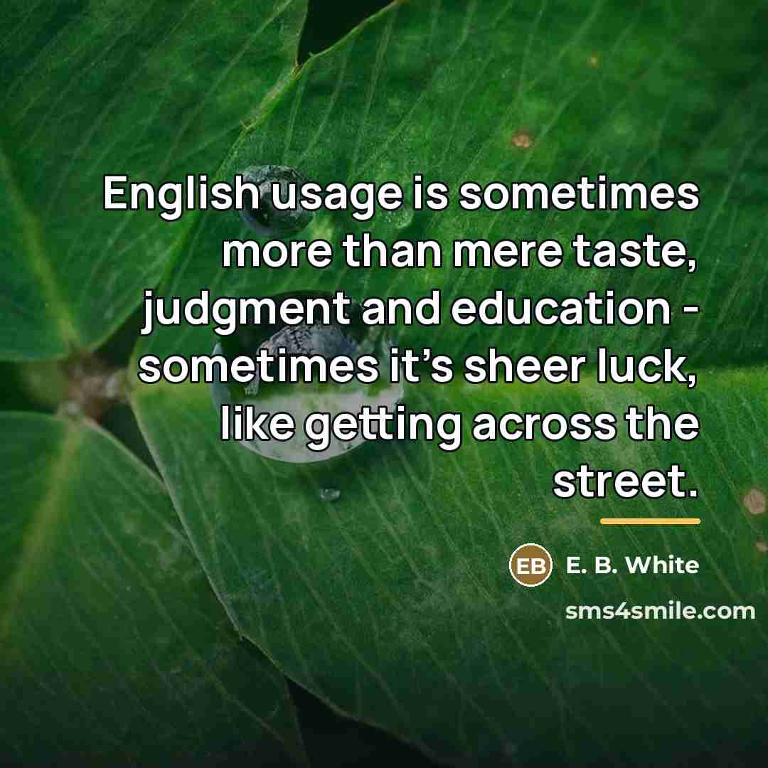 “English usage is sometimes more than mere taste, judgment and…” quote by E. B. White