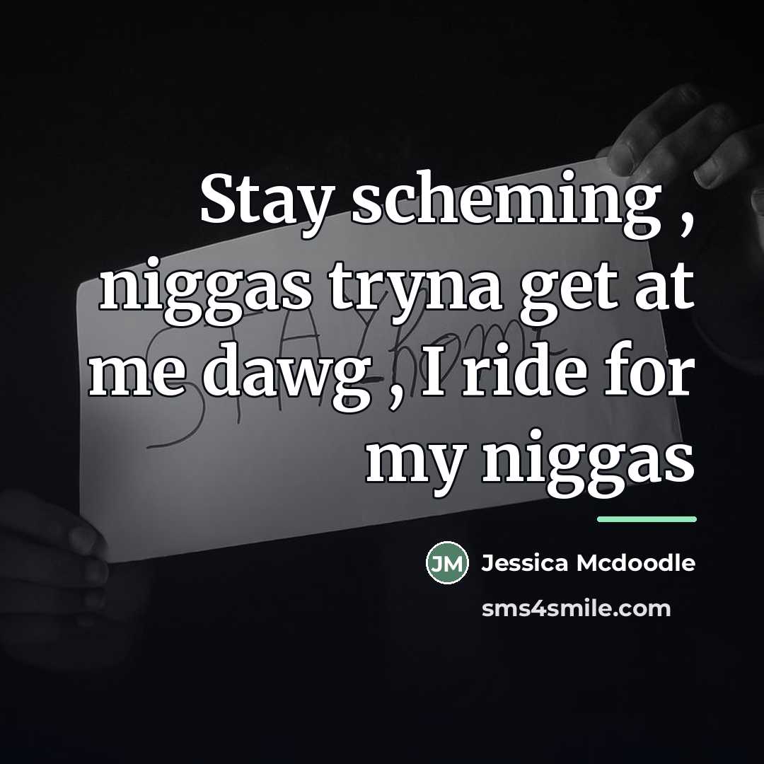 “Stay scheming , niggas tryna get at me dawg ,…” quote by Jessica Mcdoodle