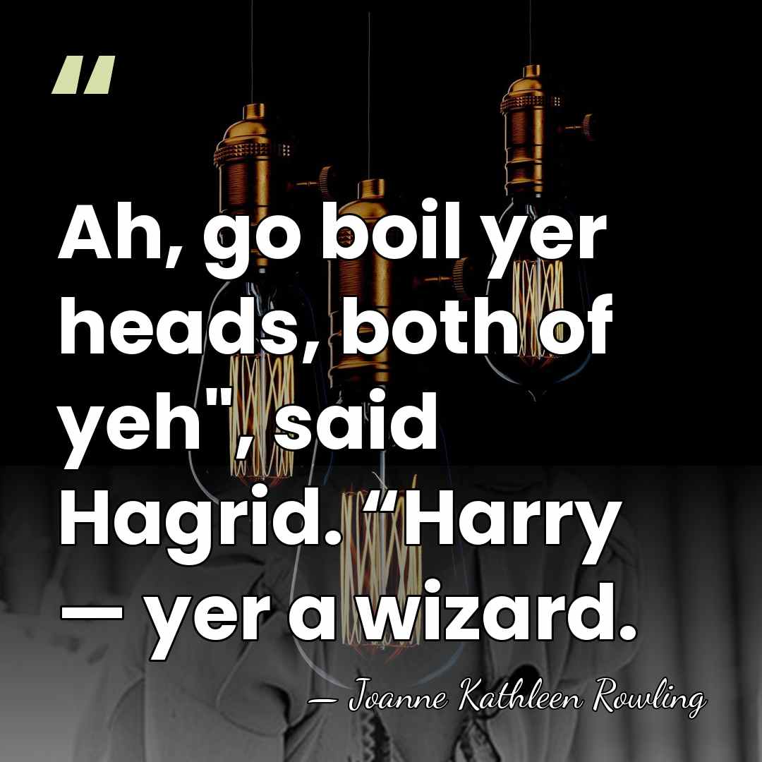 Ah, go boil yer heads, both of yeh", said Hagrid. “Harry —&hellip; - Joanne Kathleen Rowling