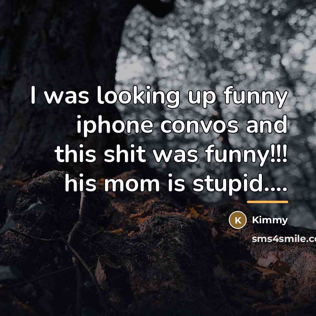 “I was looking up funny iphone convos and this shit…” quote by Kimmy