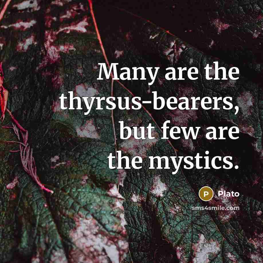 “Many are the thyrsus-bearers, but few are the mystics.…” quote by Plato
