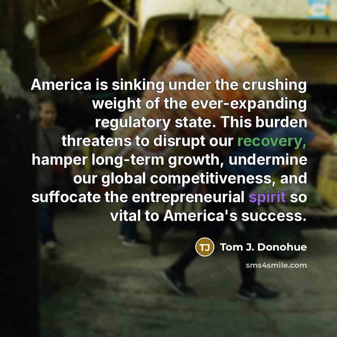 “America is sinking under the crushing weight of the ever-expanding…” quote by Tom J. Donohue