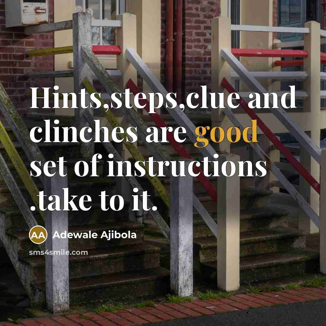 “Hints,steps,clue and clinches are good set of instructions .take to…” quote by Adewale Ajibola