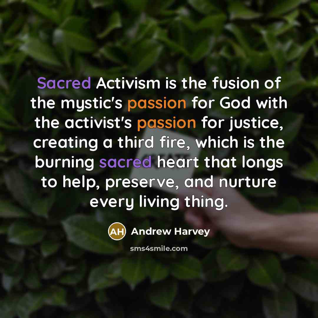 “Sacred Activism is the fusion of the mystic's passion for…” quote by Andrew Harvey