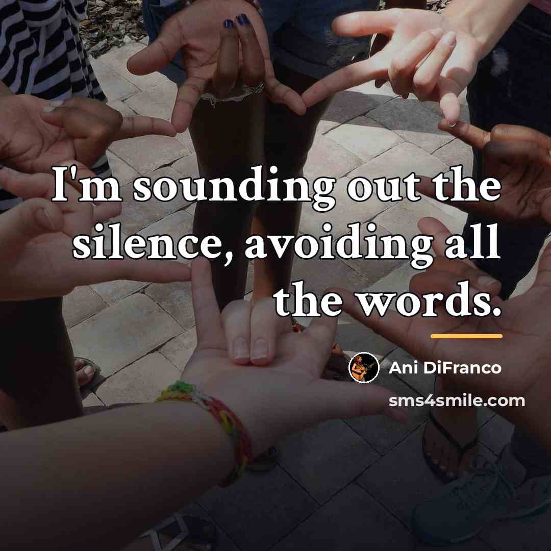“I'm sounding out the silence, avoiding all the words.…” quote by Ani DiFranco