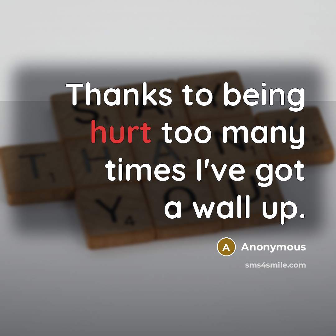 “Thanks to being hurt too many times I've got a…” quote by Anonymous