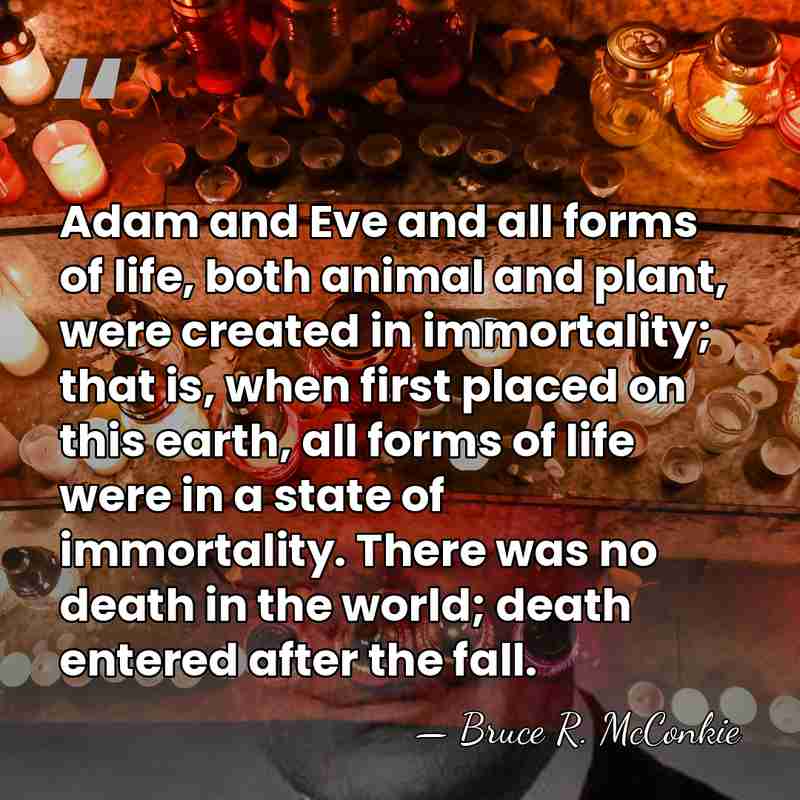 Adam and Eve and all forms of life, both animal and plant,&hellip; - Bruce R. McConkie