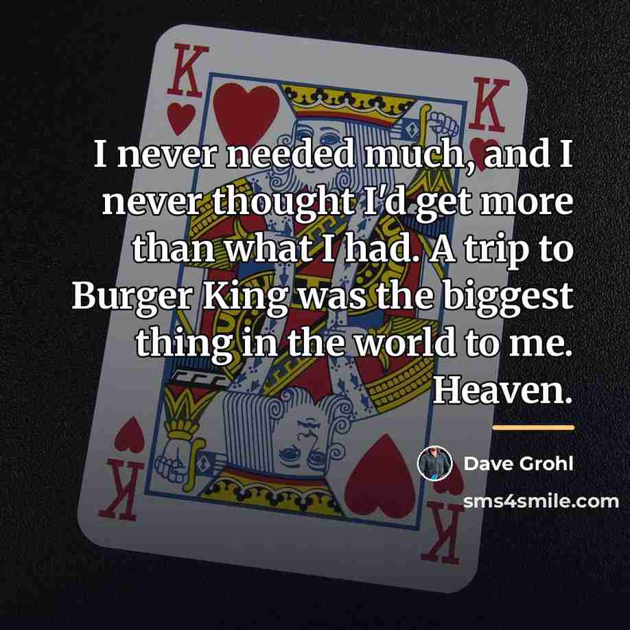 “I never needed much, and I never thought I'd get…” quote by Dave Grohl