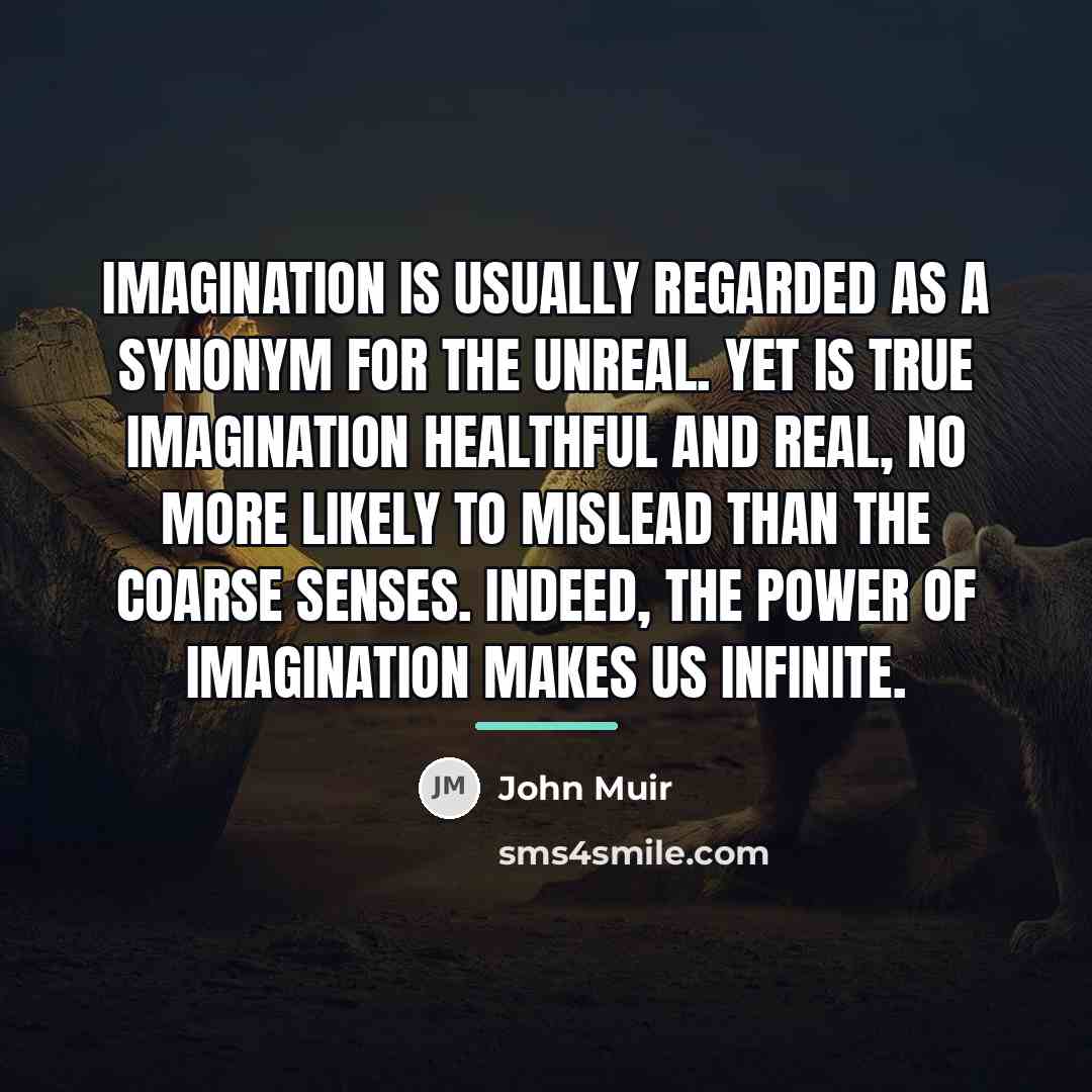“Imagination is usually regarded as a synonym for the unreal.…” quote by John Muir