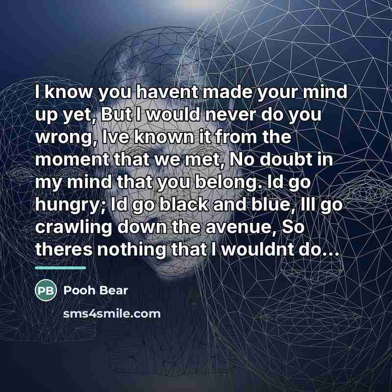 “I know you havent made your mind up yet, But…” quote by PoOH BeAr