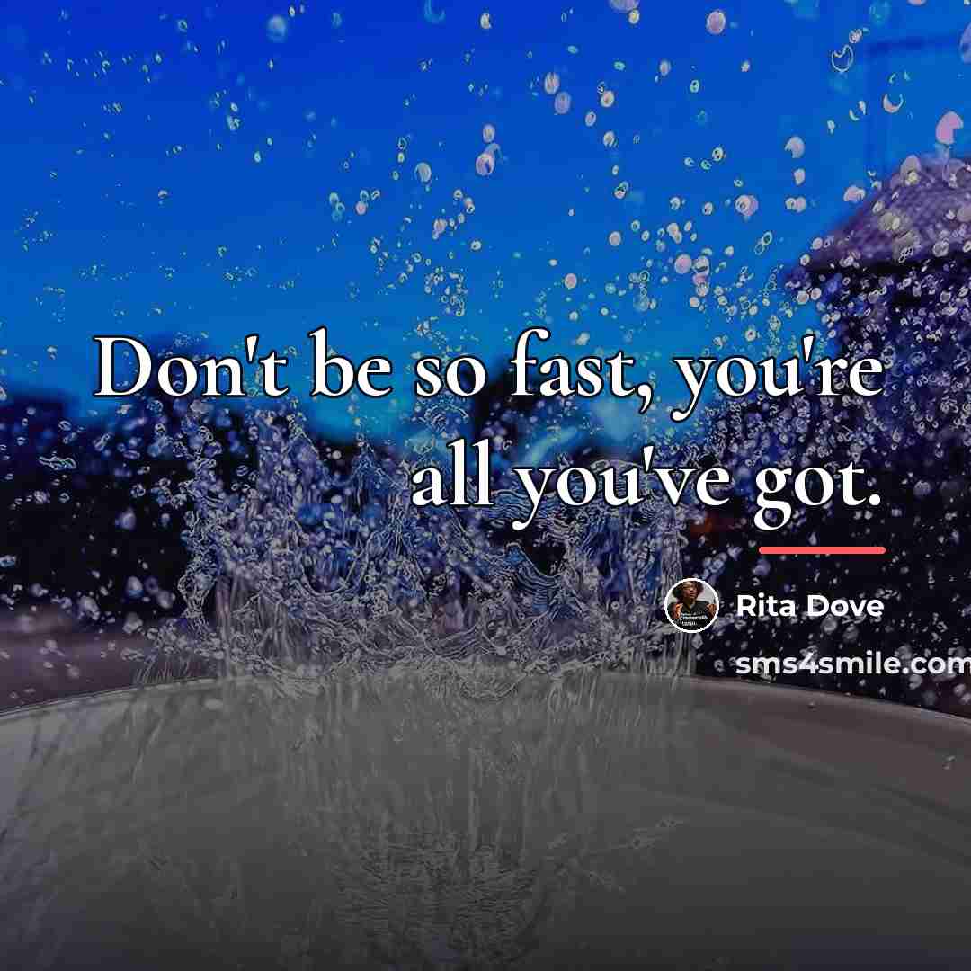 “Don't be so fast, you're all you've got.…” quote by Rita Dove