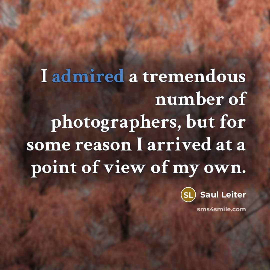 “I admired a tremendous number of photographers, but for some reason I arrived at a point of view of my own.” quote by Saul Leiter