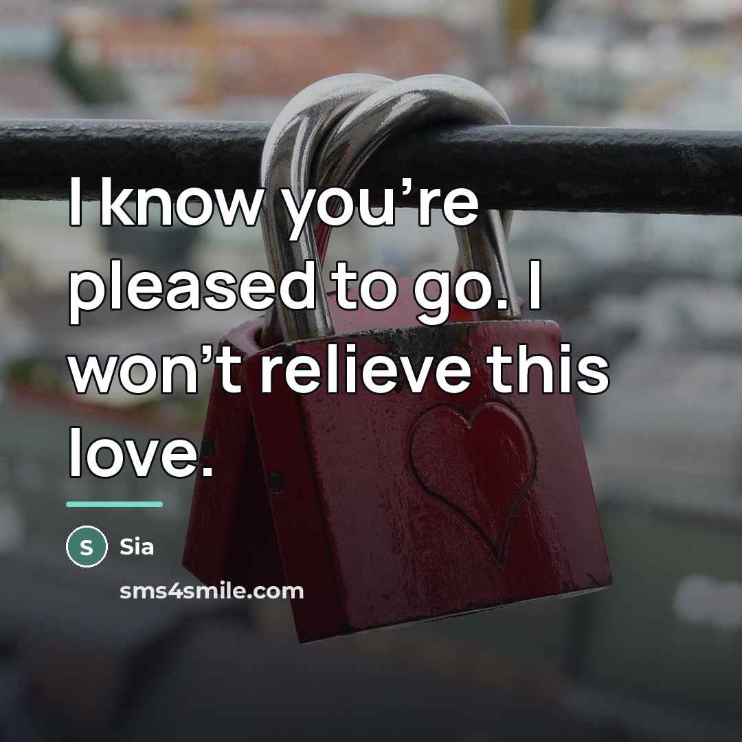 “I know you're pleased to go. I won't relieve this…” quote by Sia