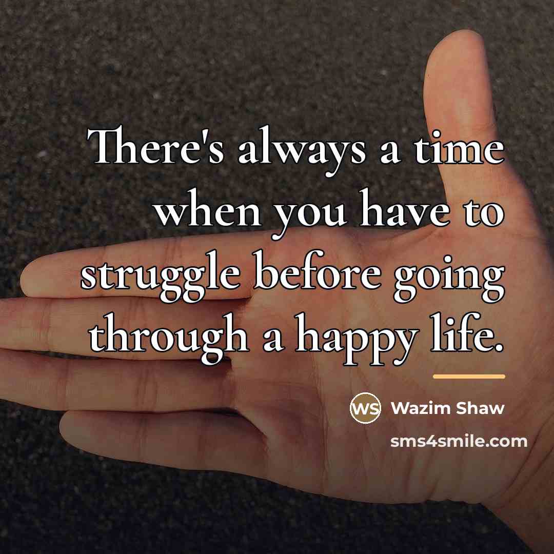 “There's always a time when you have to struggle before…” quote by Wazim Shaw