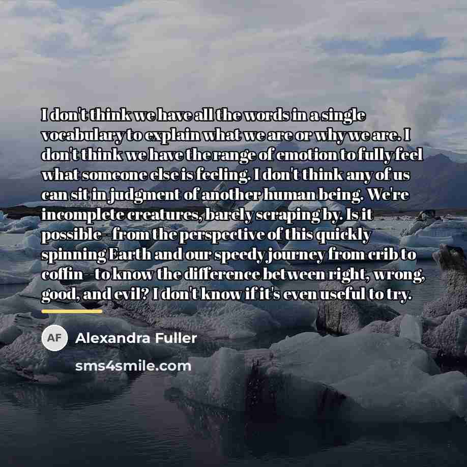“I don't think we have all the words in a…” quote by Alexandra Fuller
