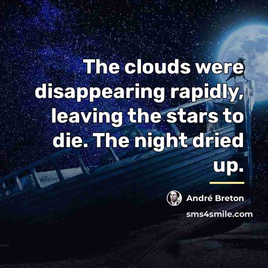 “The clouds were disappearing rapidly, leaving the stars to die.…” quote by Andre Breton