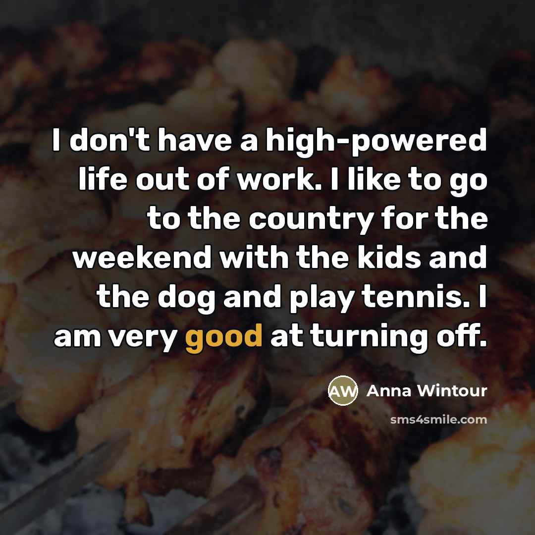 “I don't have a high-powered life out of work. I…” quote by Anna Wintour