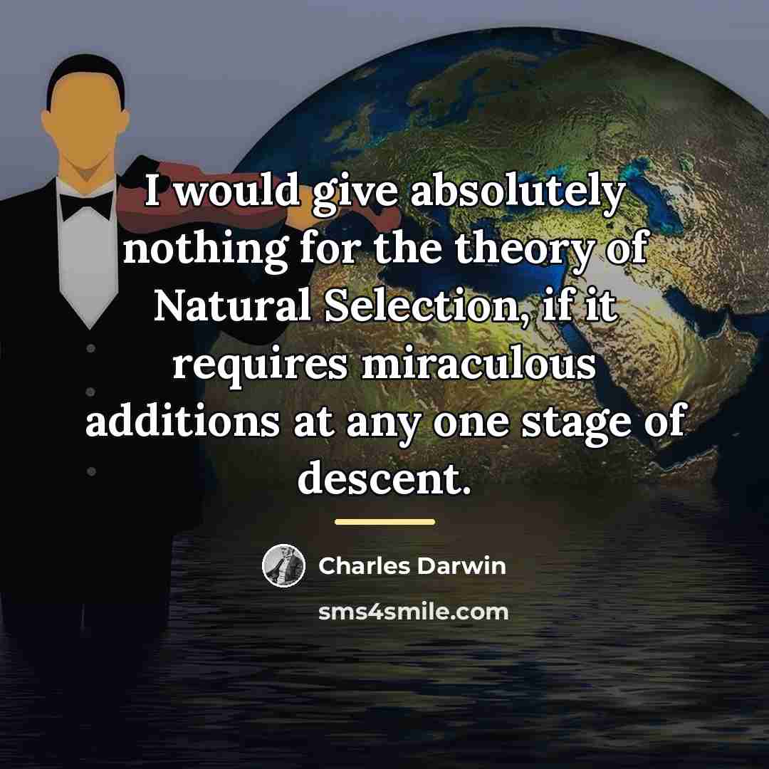 “I would give absolutely nothing for the theory of Natural…” quote by Charles Darwin
