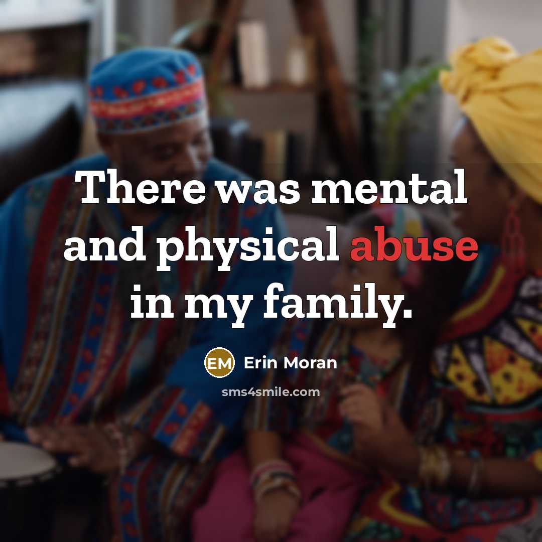 “There was mental and physical abuse in my family.…” quote by Erin Moran