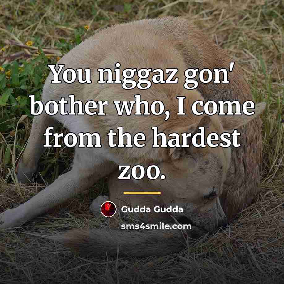 “You niggaz gon' bother who, I come from the hardest…” quote by Gudda Gudda