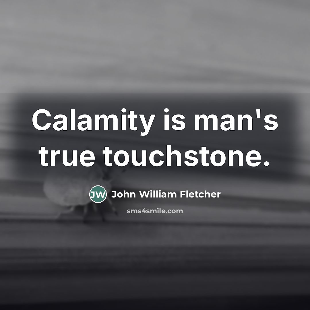 “Calamity is man's true touchstone.…” quote by John William Fletcher