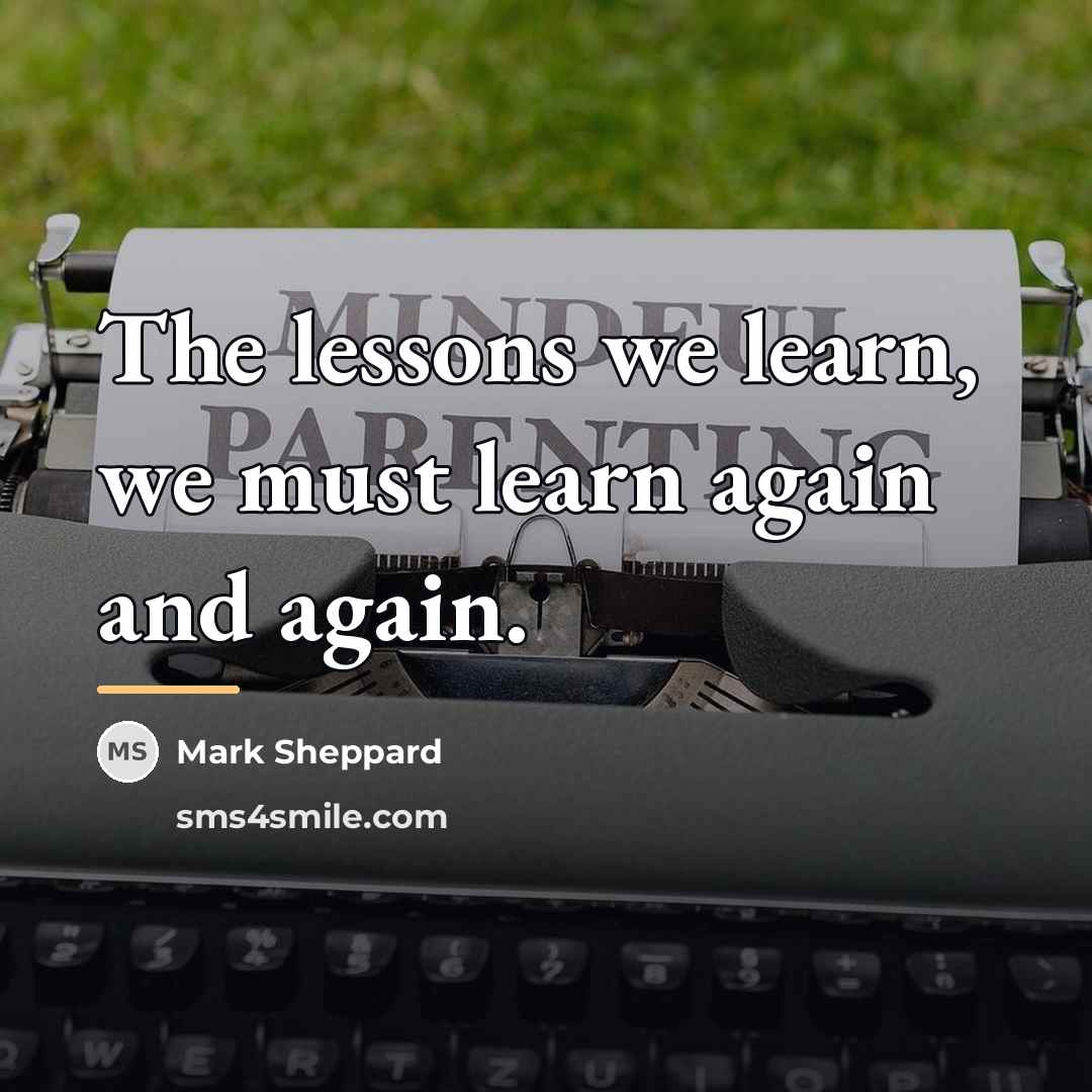 “The lessons we learn, we must learn again and again.…” quote by Mark Sheppard