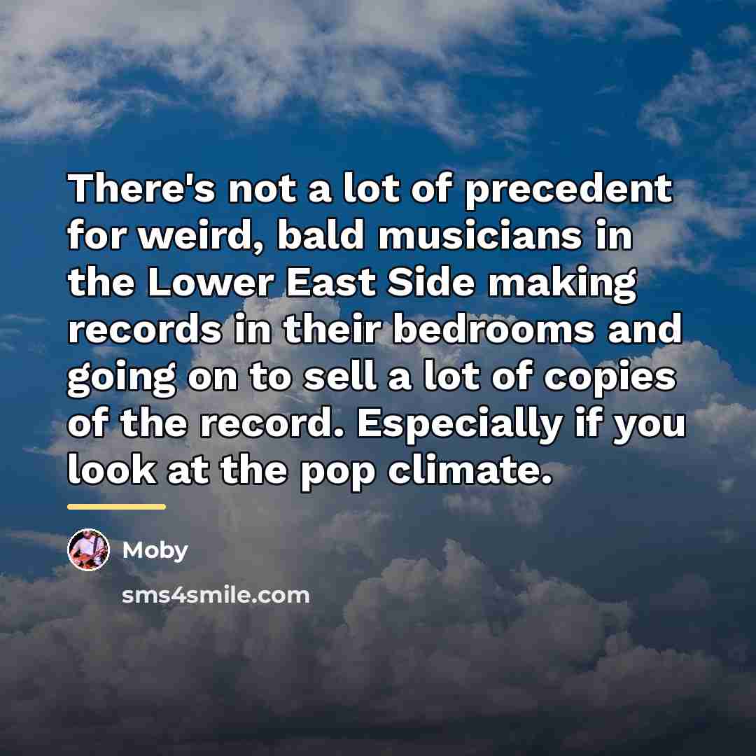 “There's not a lot of precedent for weird, bald musicians…” quote by Moby