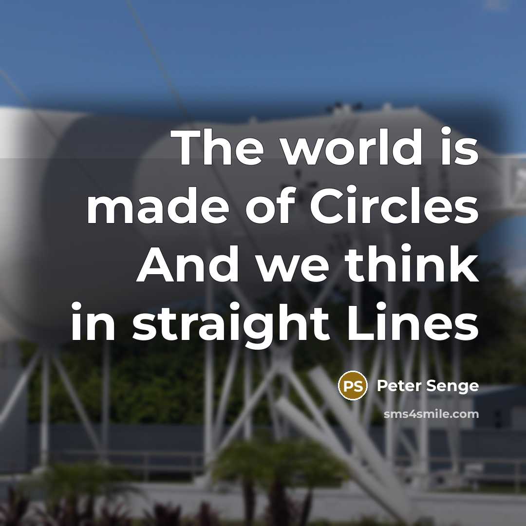 “The world is made of Circles And we think in…” quote by Peter Senge