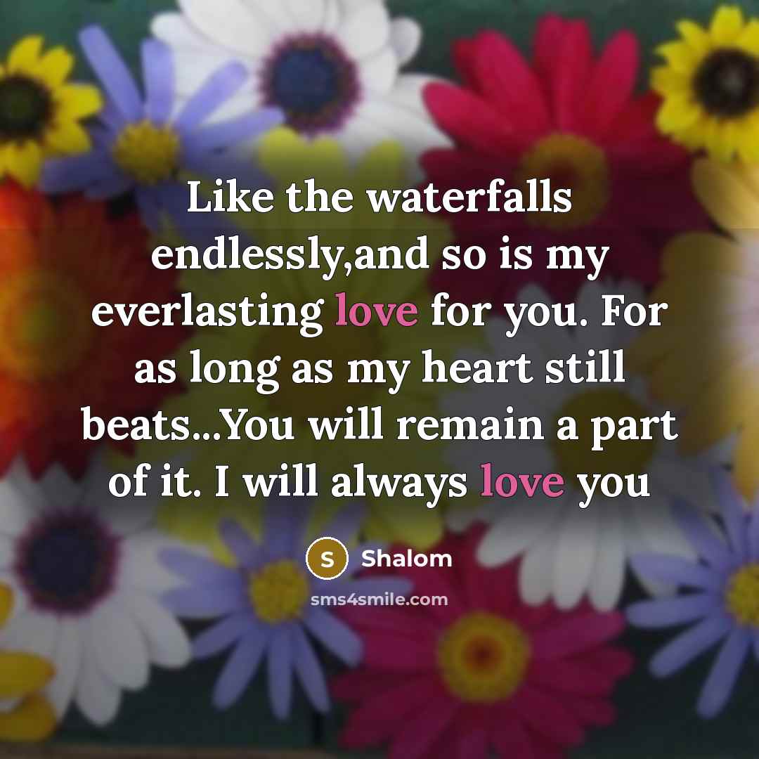 “Like the waterfalls endlessly,and so is my everlasting love for…” quote by Shalom