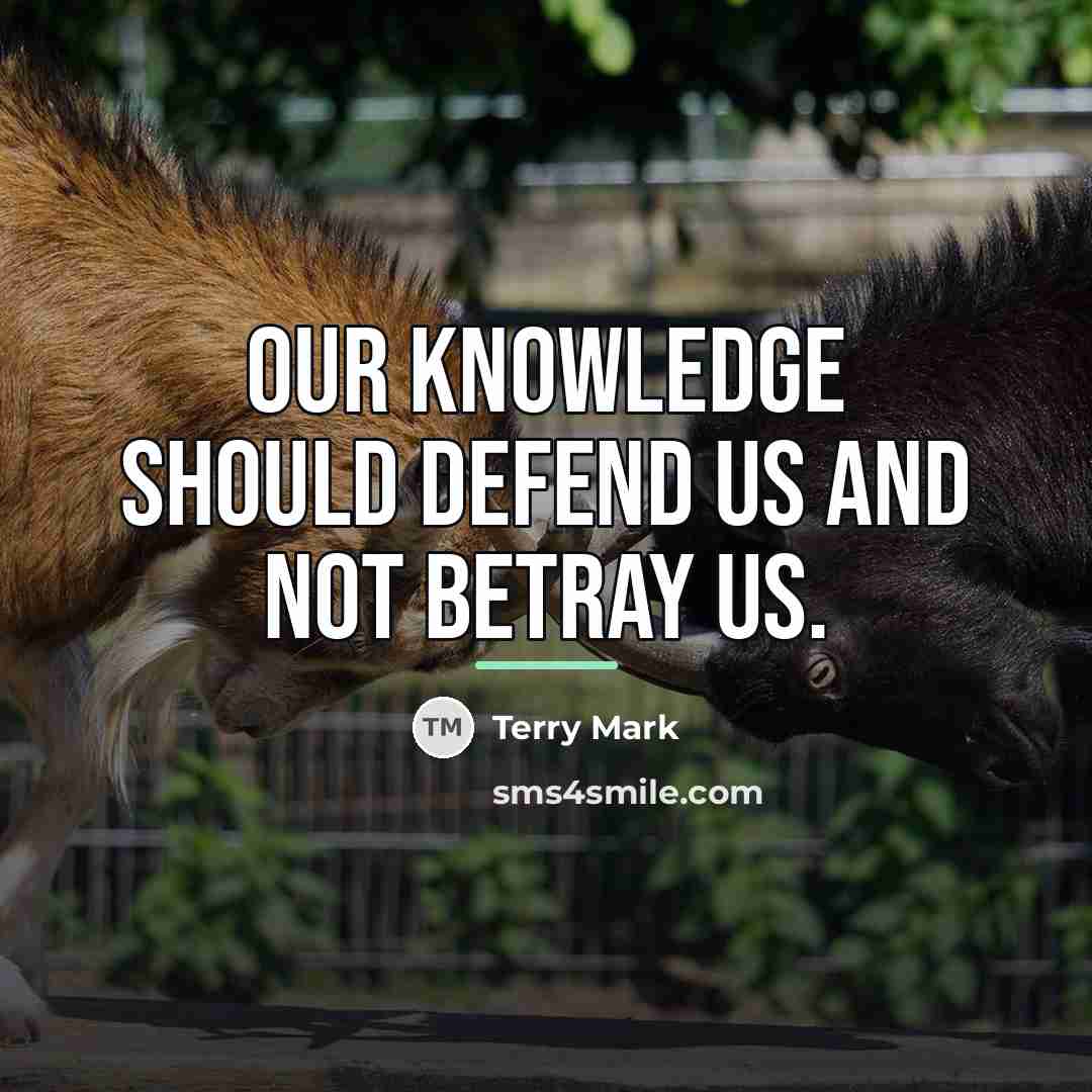 “Our knowledge should defend us and not betray us.…” quote by Terry Mark