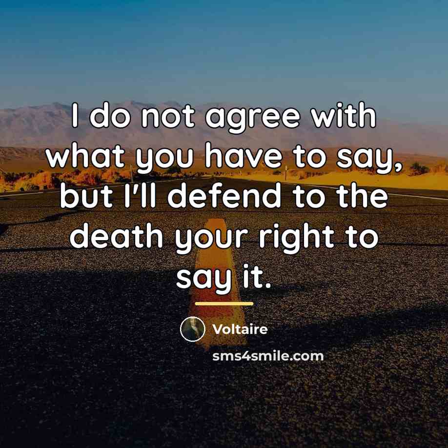 “I do not agree with what you have to say,…” quote by Voltaire