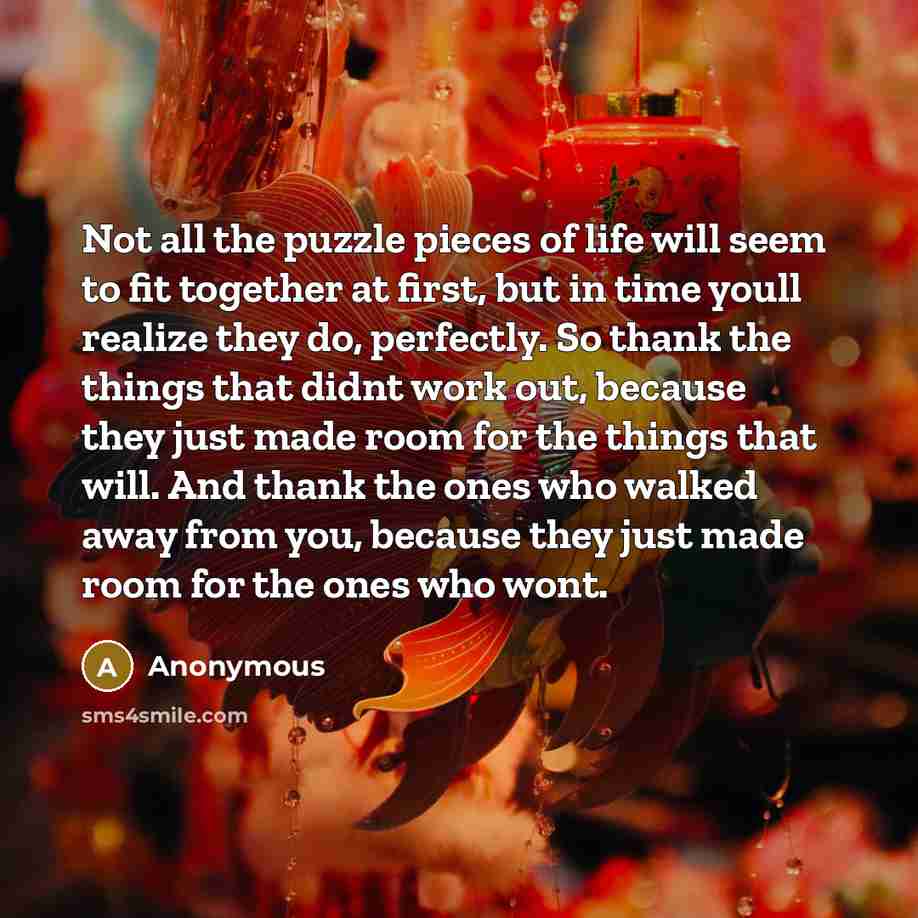 “Not all the puzzle pieces of life will seem to…” quote by Anonymous