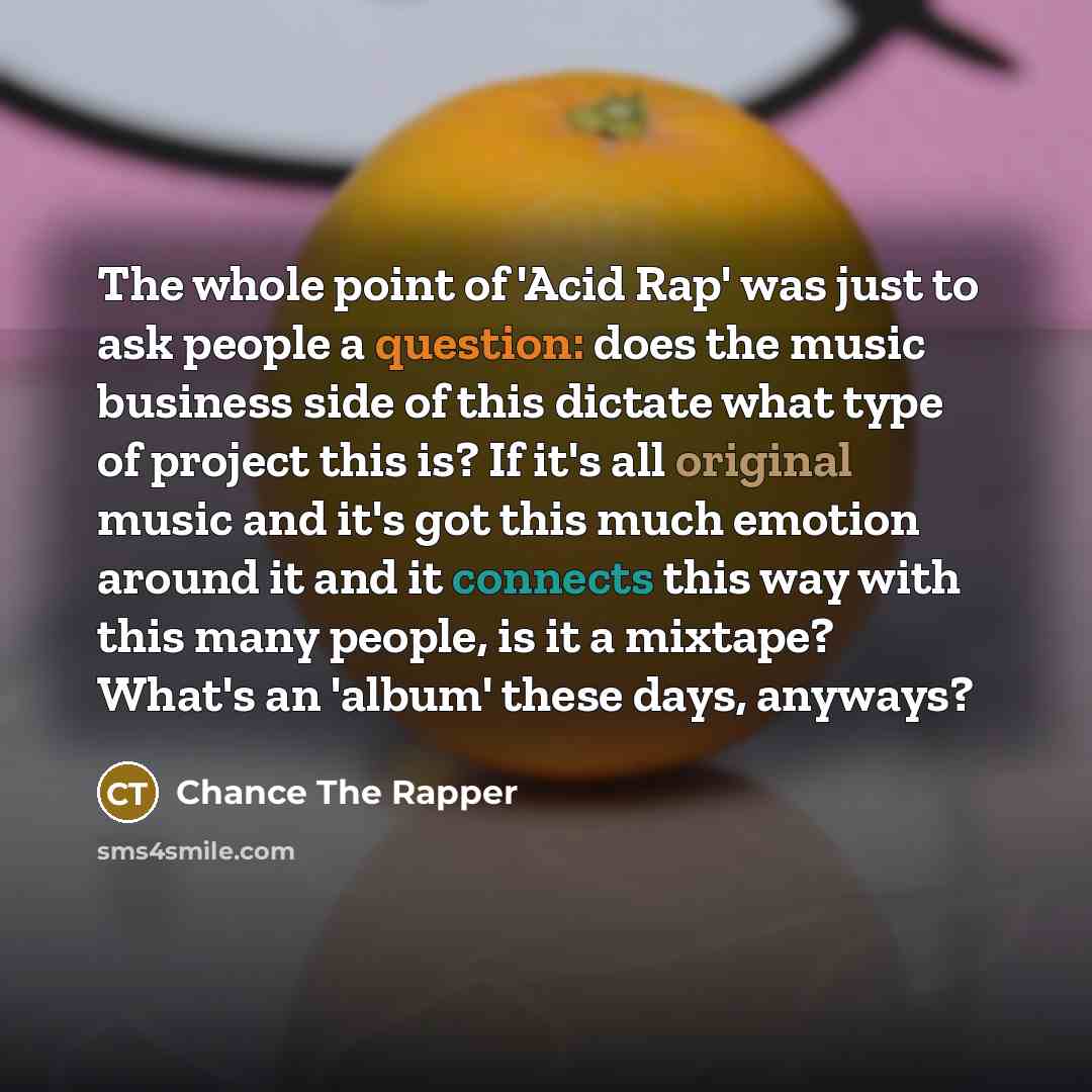 “The whole point of 'Acid Rap' was just to ask…” quote by Chance the Rapper